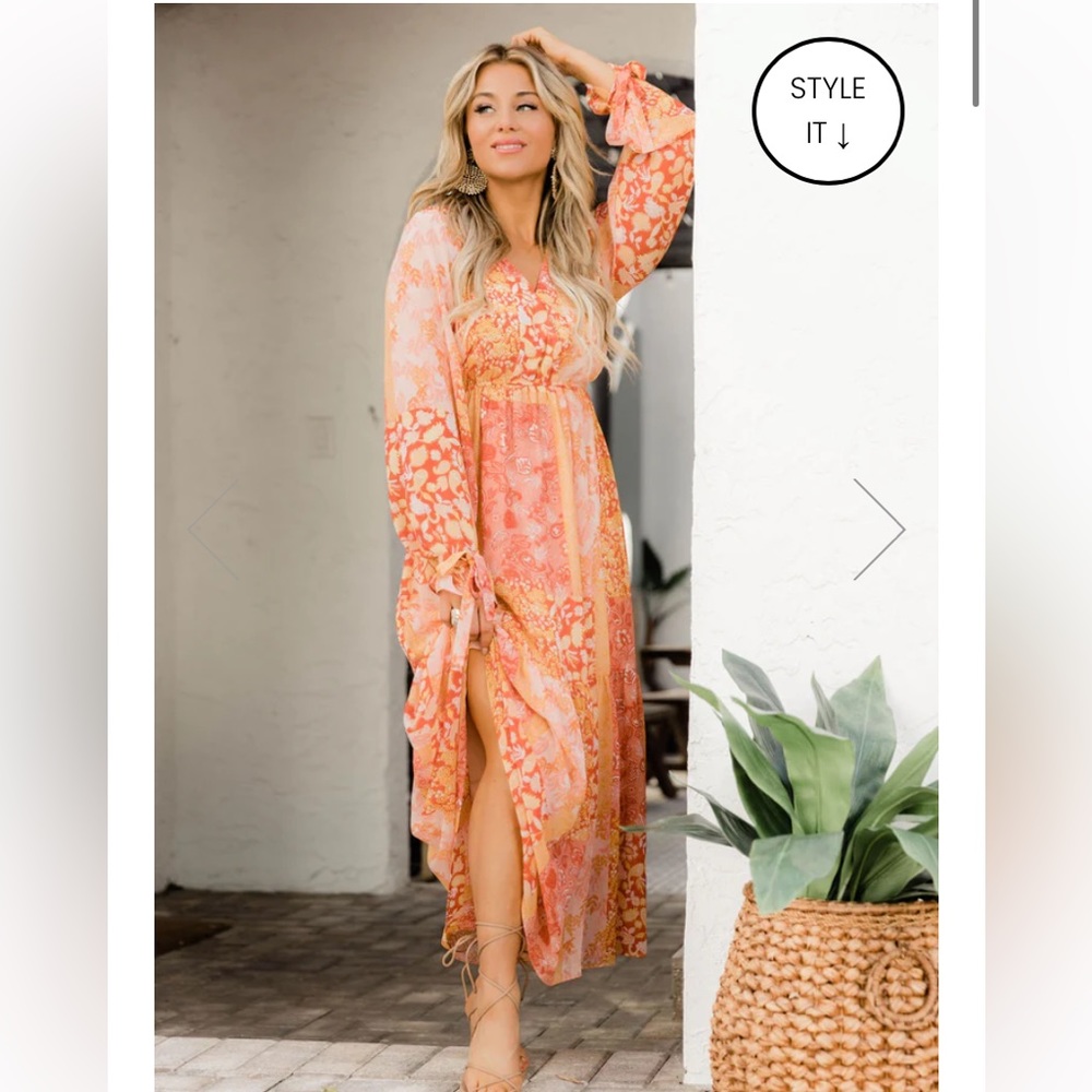 Pink lily pink printed maxi dress